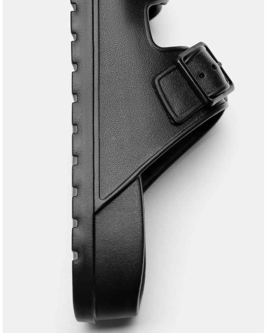 Pull&Bear Black Buckle Flat Sandals for men