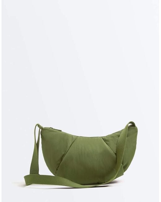 Oysho Green Quilted Crossbody Bag