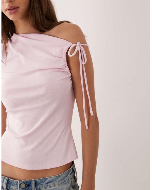 Mango Pink Asymmetric Tie Shoulder