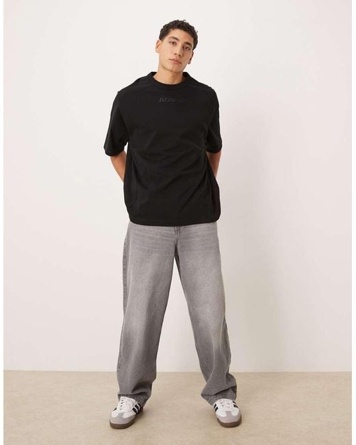 ASOS Black Heavyweight Oversized T-shirt With Panels And Chest Embroidery for men