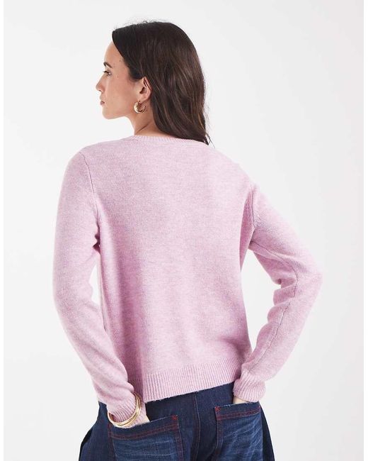 ONLY Red O-neck Knitted Cardigan