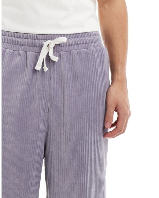 ASOS – shorts aus geripptem velours in Purple für Herren