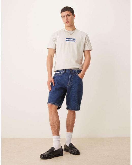 Calvin Klein Blue Regular Denim Shorts for men