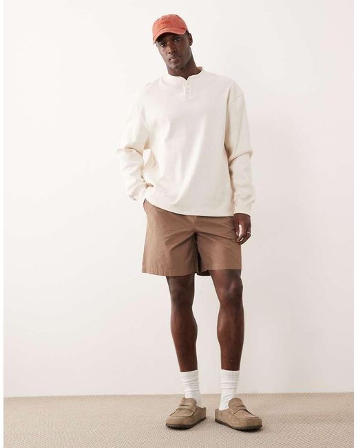 New Look Natural Pull On Parachute Shorts for men