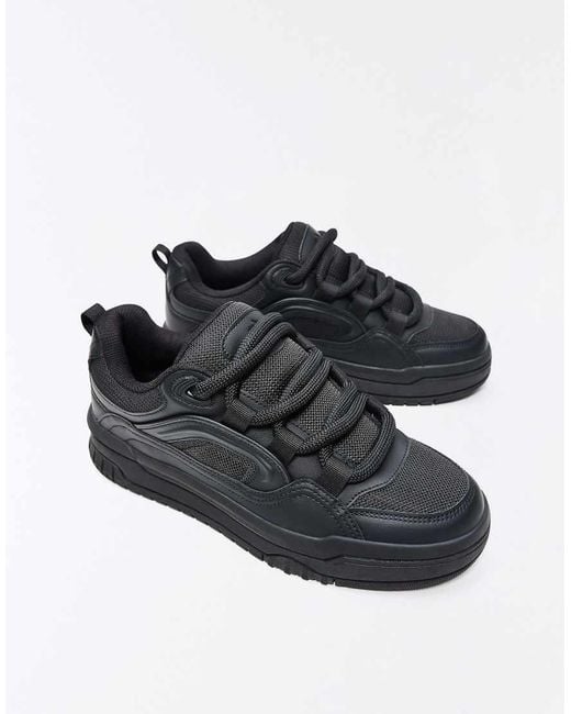 Bershka Black Chunky Skate Trainers for men