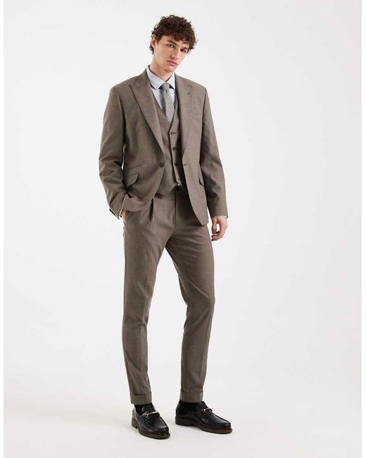 ASOS Gray Skinny Wool Look Suit Waistcoat for men