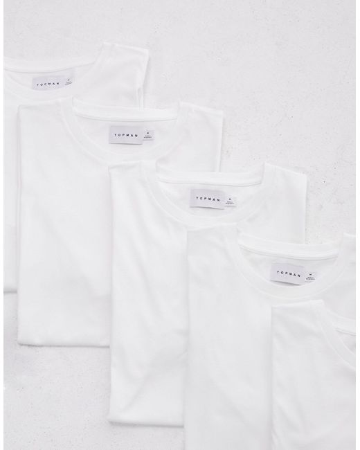 Topman White 5-pack Classic T-shirt for men
