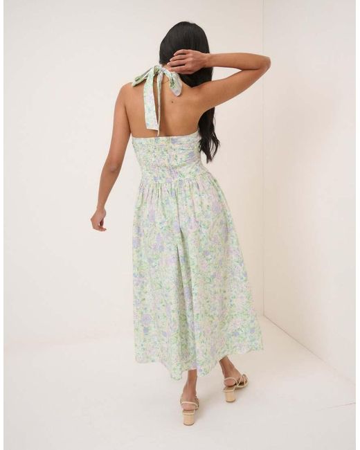 Nobody's Child Natural Floral Halterneck Lilah Midi Dress