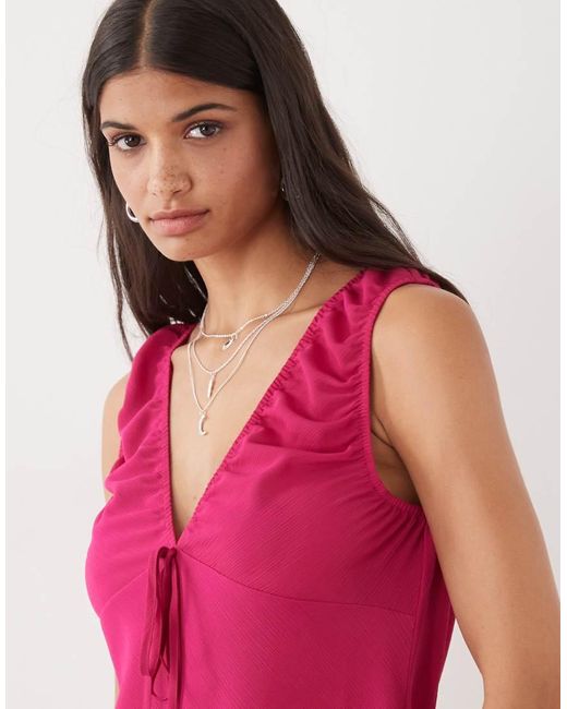 Collusion Red Chiffon Tie Front Mini Dress