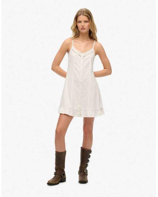 Superdry Natural Lace Button Through Cami Dress