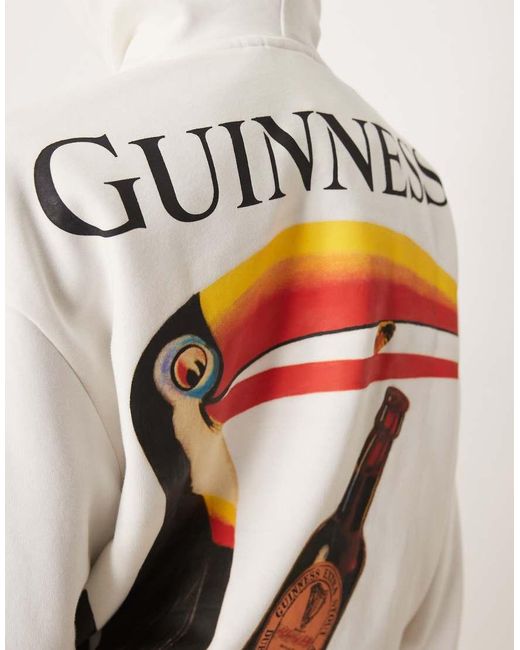 ASOS White Unisex Relaxed Hoodie With Guinness Print
