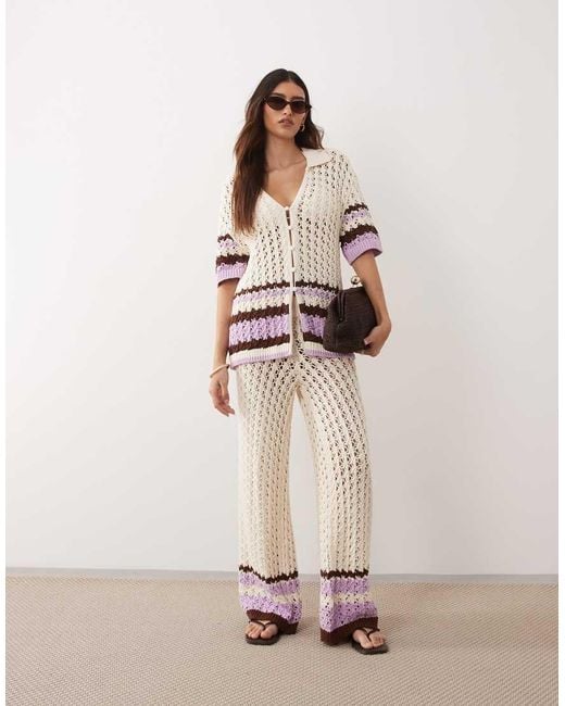ARRANGE Natural Crochet Shirt Co-ord Cream