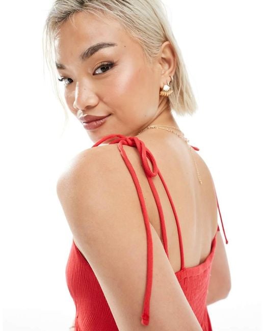 Miss Selfridge Red Tie Cheesecloth Mini Slip Dress