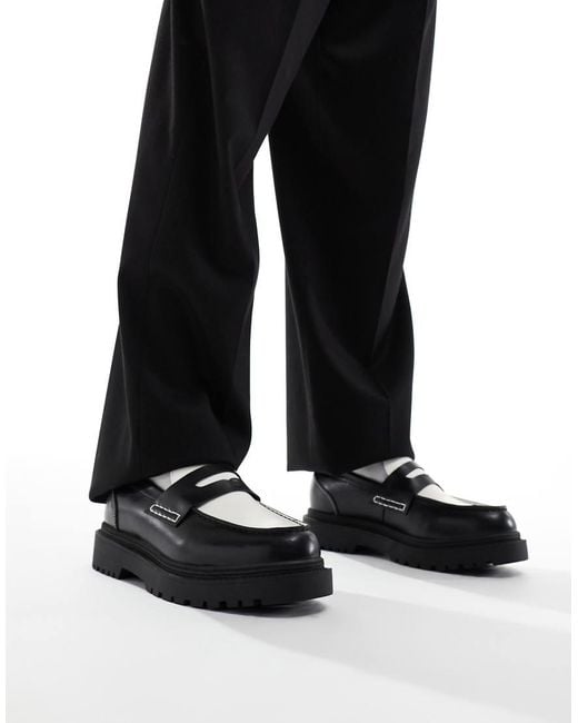 Pull&Bear Black Contrast Loafer for men