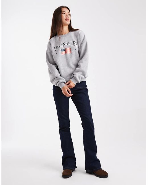 Daisy Street Blue Long Sleeve La Graphic Sweatshirt