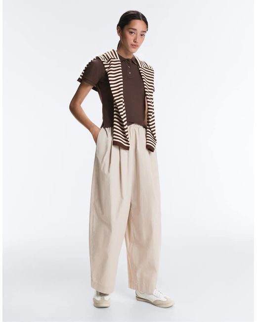 Oysho Brown Short Sleeve Piqué Polo Shirt