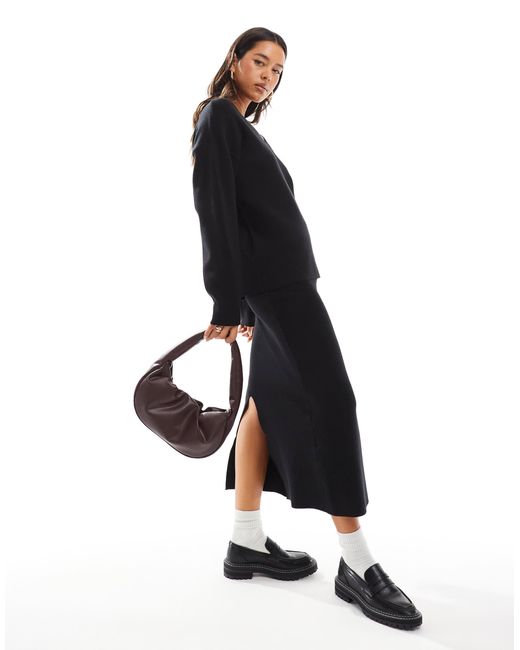 Object White Structured Knit Midi Skirt Co-ord