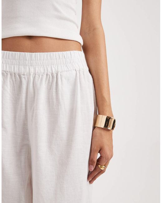 ONLY Natural Pants With Embroidered Hem