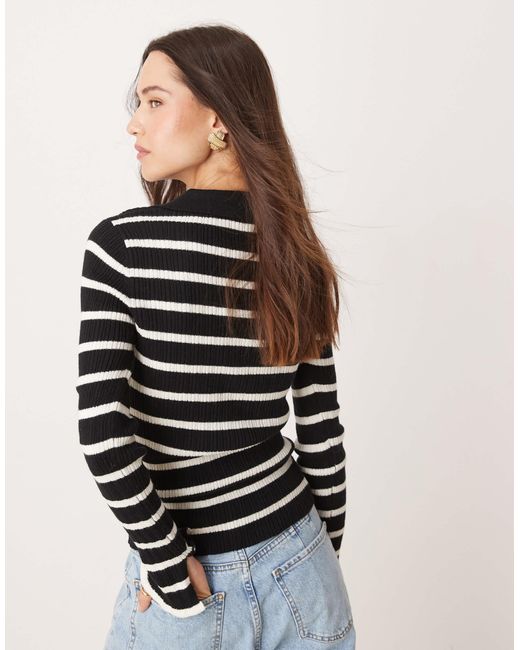 Nobody's Child Black Ribbed Button Through Top