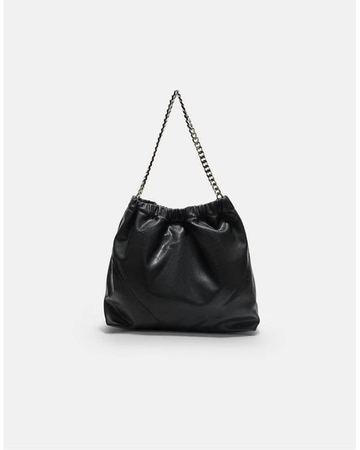 Borsa Da Spalla Nera Con Catenina di Stradivarius in Black