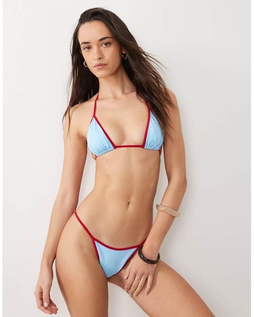 Free Society Natural Triangle Bikini Top With Contrast Trim