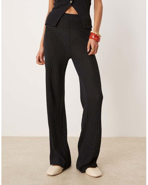 Pantalones Negros Semitransparentes De Pernera Ancha De Punto De (Parte De Un Conjunto) ASOS de color Natural