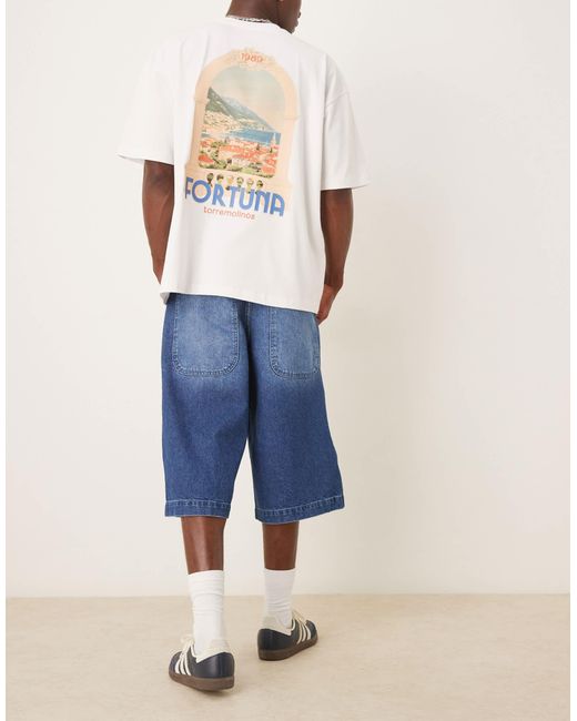 ASOS Blue Longer Length Denim Jort for men