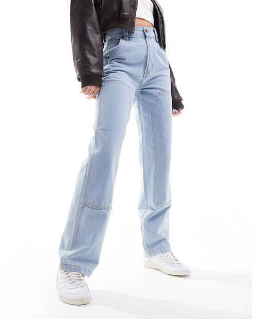 Dickies Blue Madison High Rise Relaxed Fit Double Knee Jeans