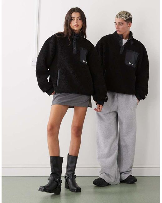 Champion Black Quarter Snap Fleece