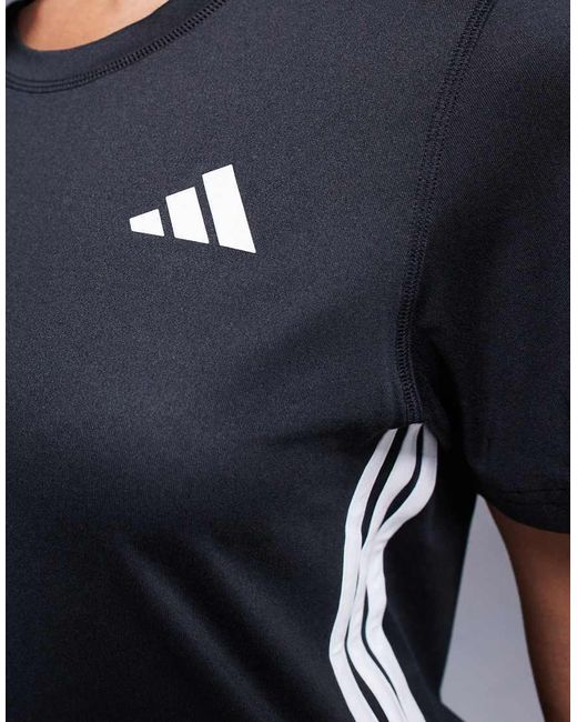 Adidas Originals Gray Adidas Training 3 Stripe T-shirt