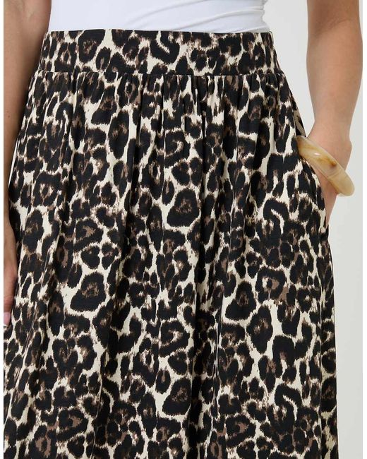 Threadbare Brown Print Jersey A-Line Maxi Skirt