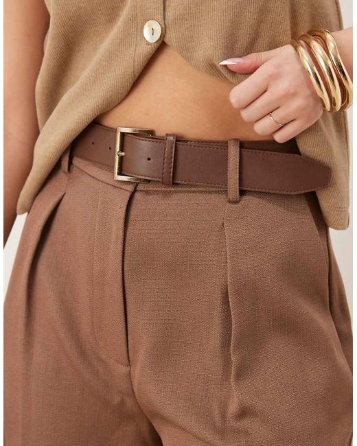 ASOS Elegante Broek Met Enkellengte En Riem in het Brown