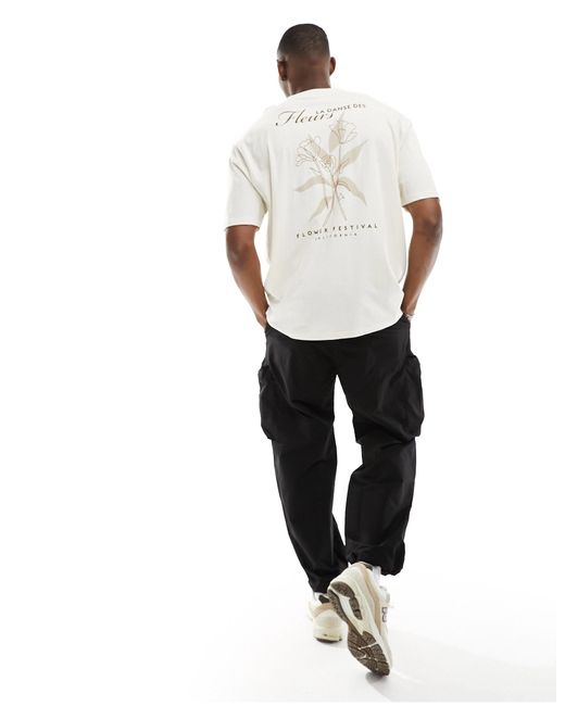 T-shirt oversize à imprimé fleuri au dos - blanc ASOS pour homme en coloris White
