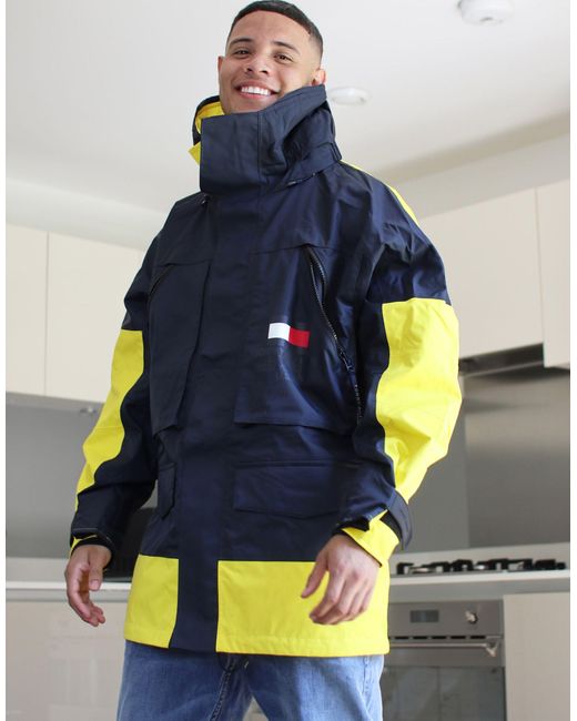 Tommy Hilfiger Limited Sailing Colourblock Parka Jacket In Navy/yellow for men