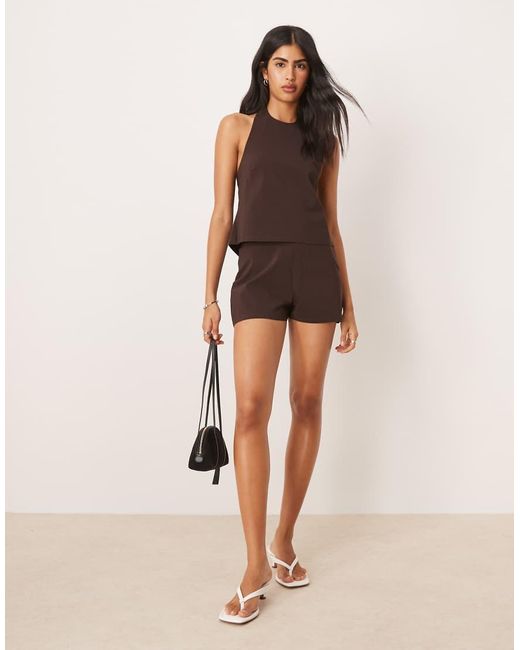 ASOS Brown Co-ord Bengaline Hot Pant Shorts