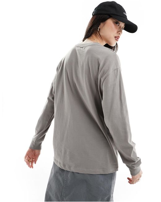 Pull&Bear Gray Oversized Long Sleeved T-shirt