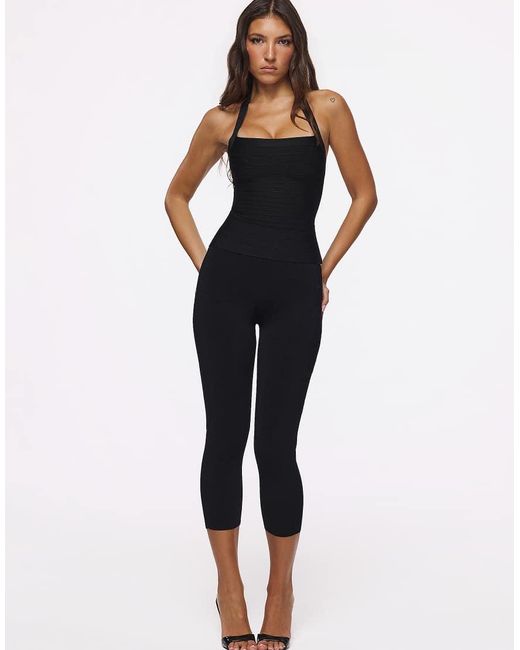 House Of Cb Black The Silhouette Halter Neck Bandage Top