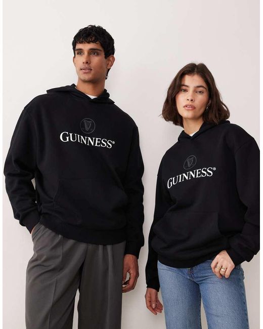ASOS Black Unisex Relaxed Hoodie With Guinness Print