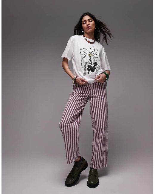 TOPSHOP Gray Graphic Floral Premium Basic Tee
