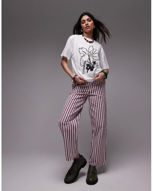 TOPSHOP Gray Graphic Floral Premium Basic Tee