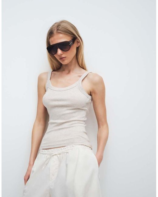 Gina Tricot Gray Basic Rib Singlet