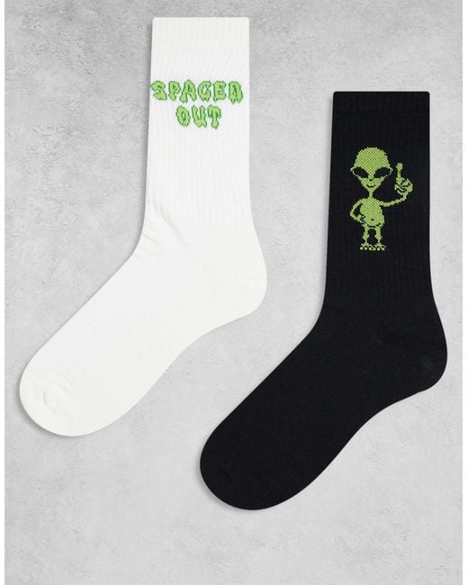 ASOS Multicolor 2 Pack Socks With Alien Graphic for men