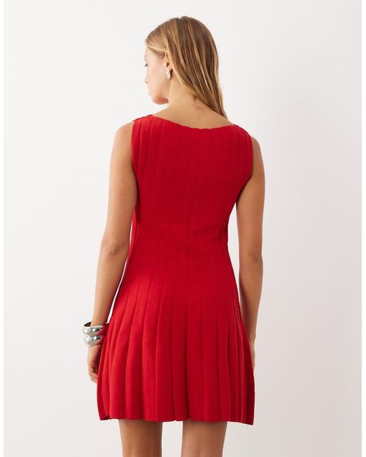 Mango Red Sleeveless Knitted Mini Dress