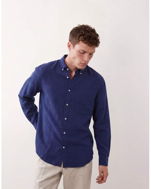 ARKET Blue Pure Linen Shirt for men