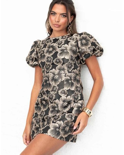 Maya White Floral Jacquard Keyhole Back Mini Dress
