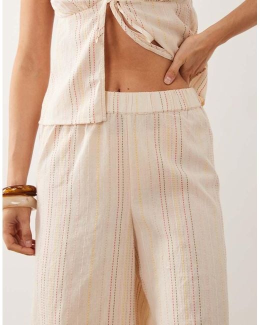 Collusion Natural Textured Stripe Beach Longline Short Co-ord