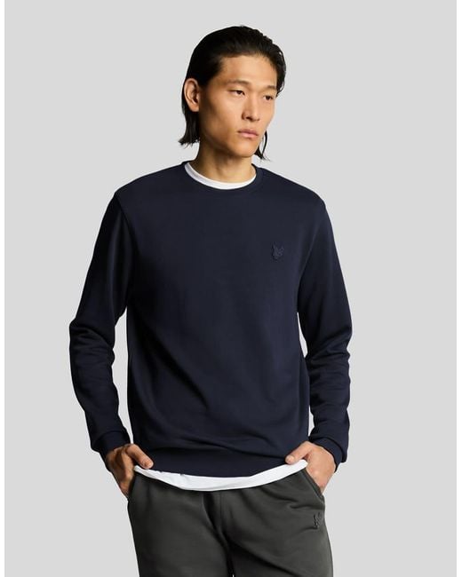 Lyle & Scott Blue Mid Layers Superfine Crew Neck Sweatshirt for men