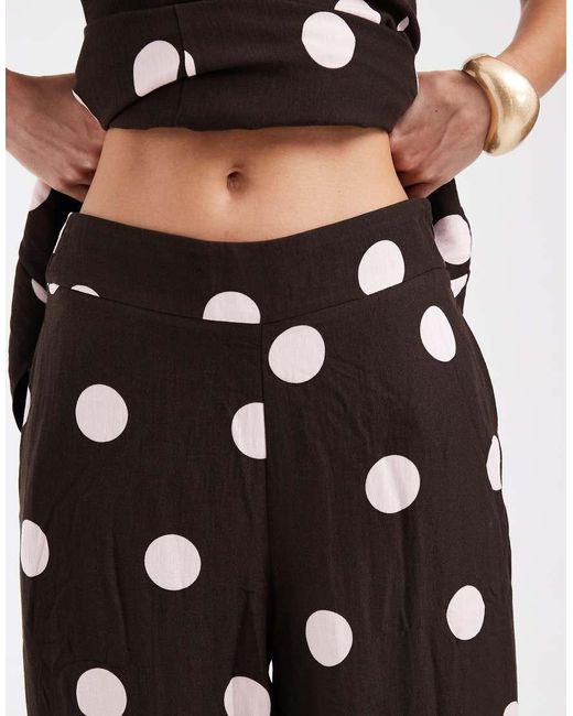 Vero Moda White Polka Dot High Rise Pants