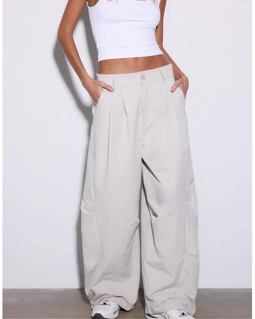 Stradivarius Gray Barrel Smart Trousers
