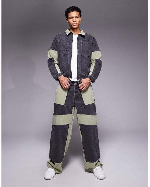 Liquor N Poker Gray baggy Fit Biker Panel Jeans for men